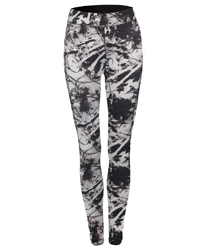 Black/Print - Women's reversible work-out leggings Elegant Textured Leggings