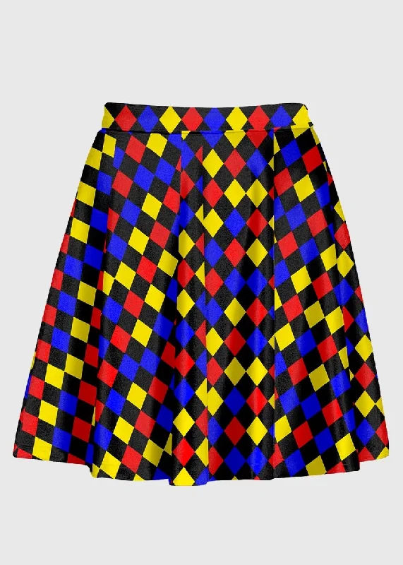 Plus Size Primary Color Harlequin Pattern Clowncore Skirt linen skirt natural