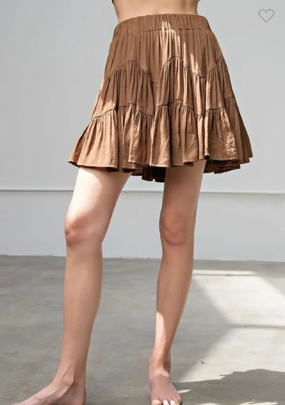 Ruffled skirt espresso midi skirt versatile