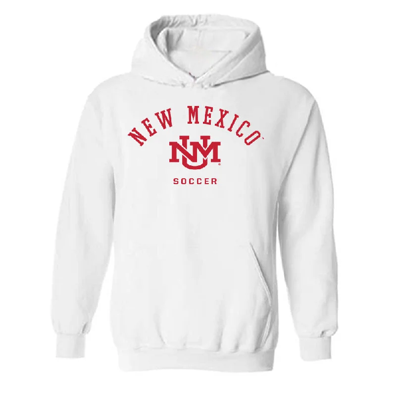 New Mexico - NCAA Women's Soccer : Presley Devey - Classic Fashion Shersey Hooded Sweatshirt Hoodie with Stripes Bold Sporty