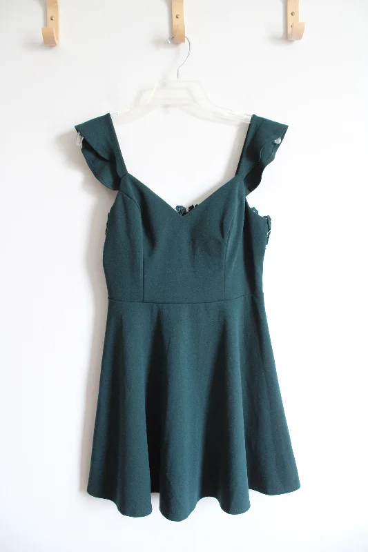 City Triangles Emerald Green Lace Back Flutter Straps Dress | 11 Casual Short Summer