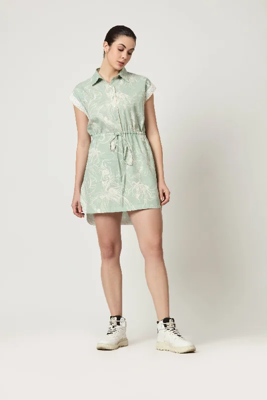 Luna Drawstring Dress With Shirt Collar Tunics Formal black
