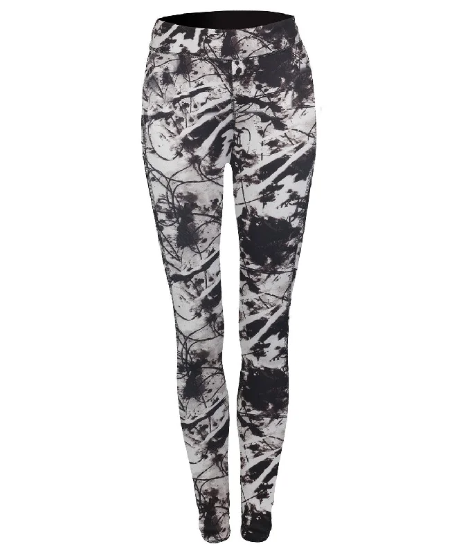 Black/Print - Women's reversible work-out leggings Cozy Mid-Rise Workout Leggings