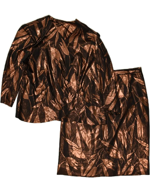 VINTAGE Womens 2 Piece Skirt Set UK 16 Large W32 Brown Floral velvet skirt luxury
