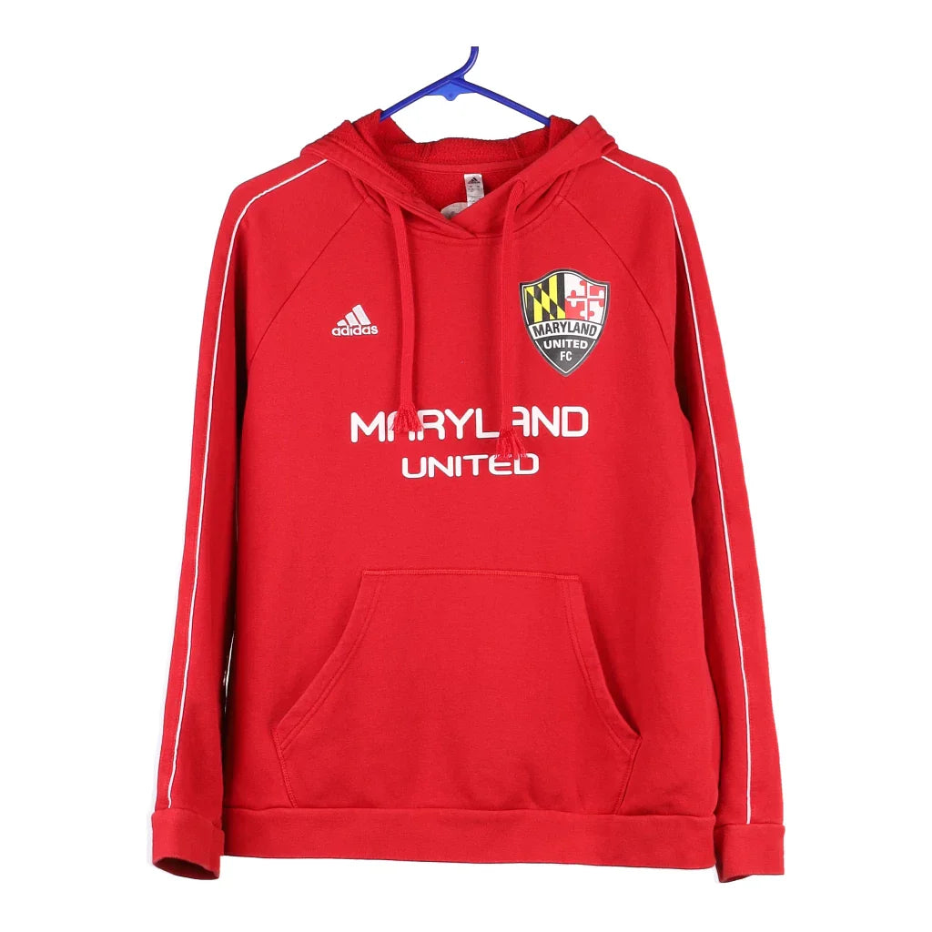 Maryland United FC Adidas Football Hoodie - XL Red Cotton Blend Hoodie with Half-Zip Sporty Casual