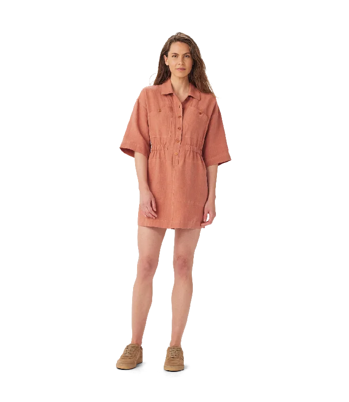 R.M.Williams - Explorer Linen Dress - Copper Turtleneck Neckline Stylish