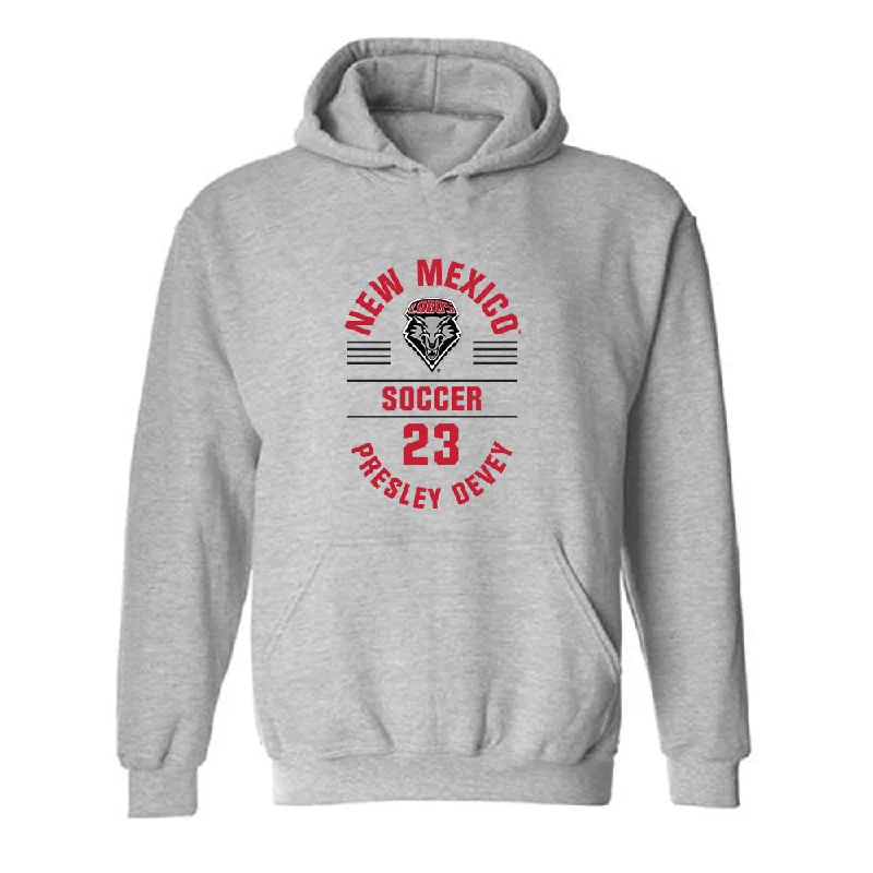 New Mexico - NCAA Women's Soccer : Presley Devey - Classic Fashion Shersey Hooded Sweatshirt Hoodie with Slim Fit Tailored Modern