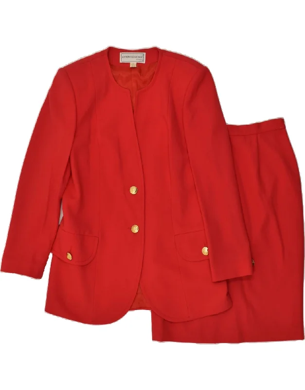 VINTAGE Womens 2 Piece Skirt Set UK 18 XL W30 Red Wool mini skirt trendy