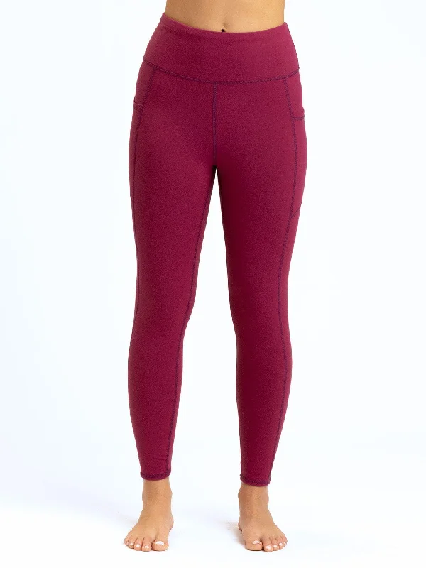 Monica Pocket High Rise 7/8 Legging 24" Trendy Leather-Look Workout Leggings