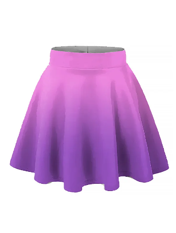 Plus Size Ombre Purple - Pink Elastic Circle Skirt linen skirt light