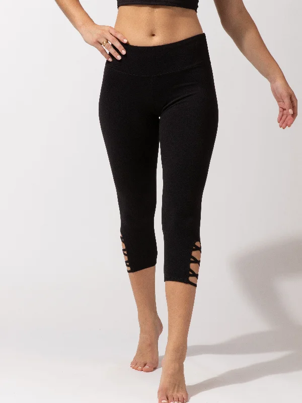 Monica Crop Criss Cross Legging Comfortable Slip-On Compression Leggings