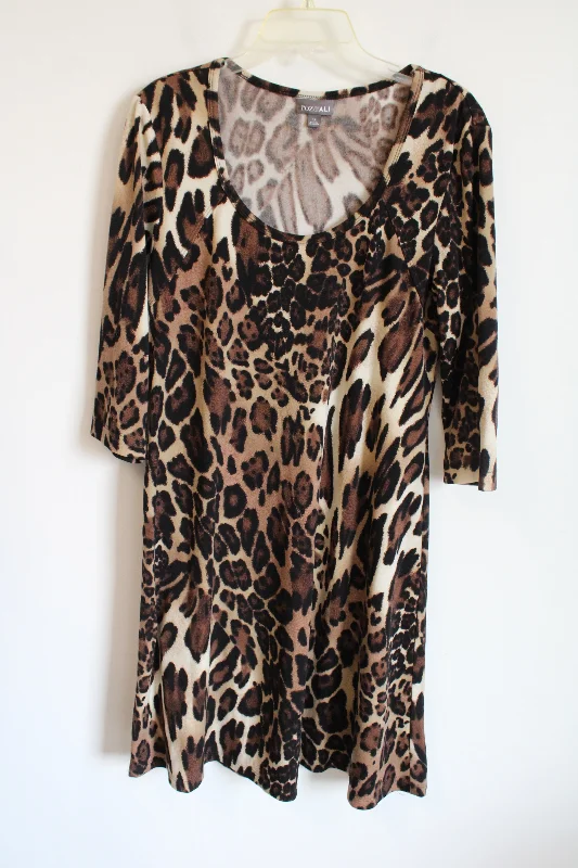 Roz & Ali Leopard Print Scoopneck Dress | 12 Square Neckline Feminine