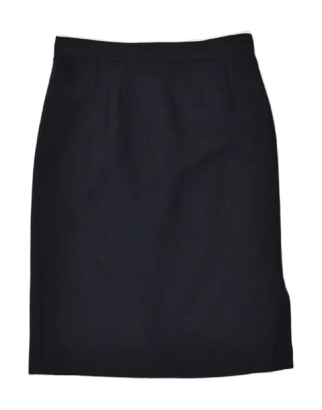 LAURA BIAGIOTTI Womens Midi Skirt W30 Medium Navy Blue Chevron lace skirt feminine