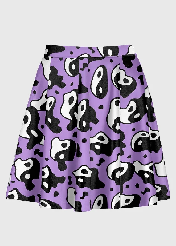 Plus Size Purple Yin And Yang Trippy Raver Skirt pleated skirt texture