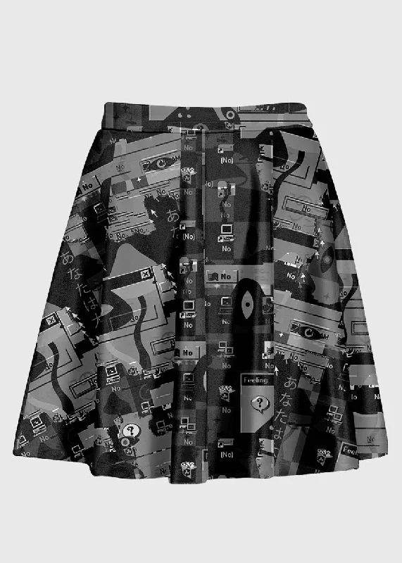 Plus Size Grey Weirdcore Glitch Design Skirt midi skirt versatile