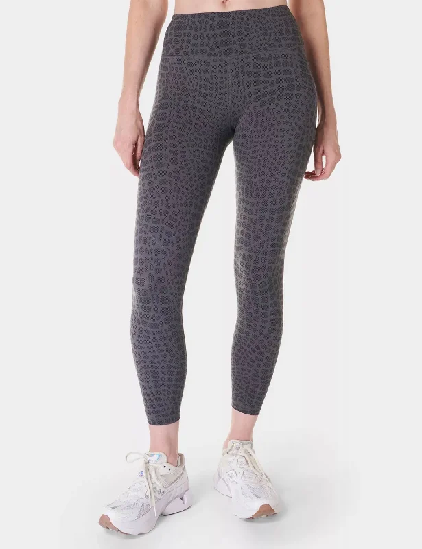 Power 7/8 Gym Leggings - Grey Croc Halftone Print Trendy High-Waist Tummy Control Leggings