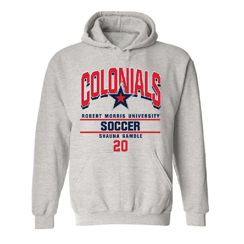 Robert Morris - NCAA Women's Soccer : Shauna Gamble - Classic Fashion Shersey Hooded Sweatshirt Hoodie with Ribbed Cuffs Snug Fit Comfort