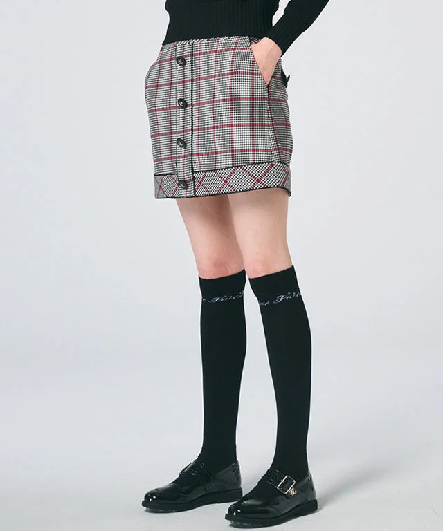 [Final Sale] FAIRLIAR Red Houndstooth Skirt (Check) wool skirt warm