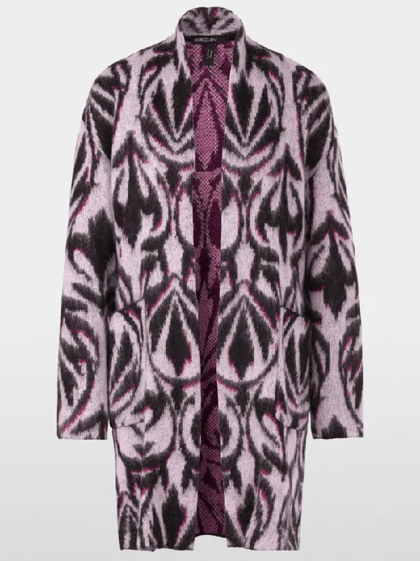 Marc Cain Collections Patterned Coat in Purple XC 11.03 M21 Col 250 Faux Fur Real Fur Shearling