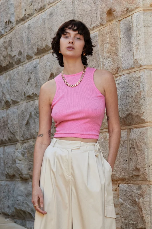 BLANCA Womens Becca Tank - Pink low neck tank