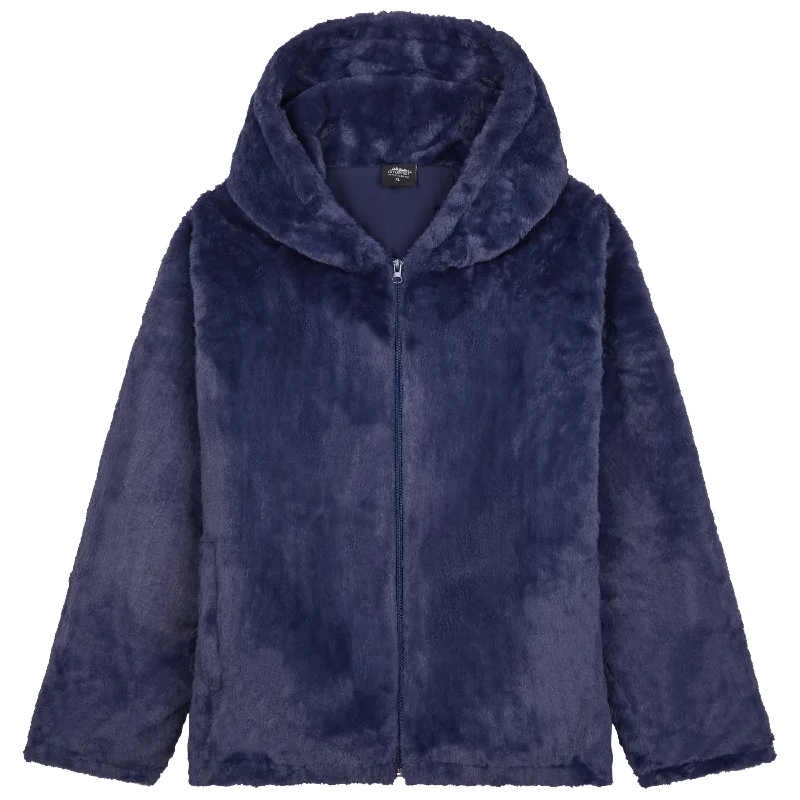 CityComfort Womens Fluffy Coat with Hood, Cosy Stylish Faux Fur - Gifts for Her Stand-Up Roll-Neck Turtle
