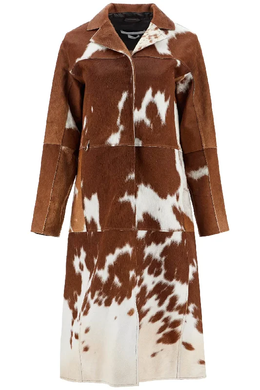 Long Gio Coat In Pony Hair Crew Neck V-Neck Boat Neck