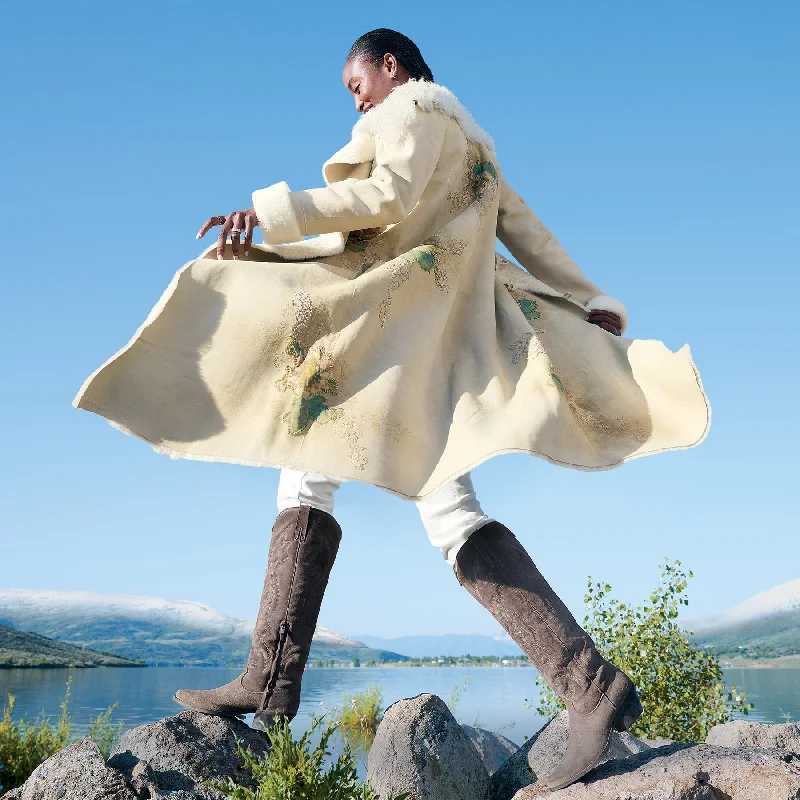 Ice Queen Shearling Coat Boat Shawl Notched