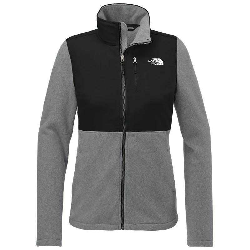 The North Face Women's TNF Medium Grey Heather/ TNF Black Highest Peak Full-Zip Fleece Jacket Print Jacket Jacquard Jacket Patchwork Jacket