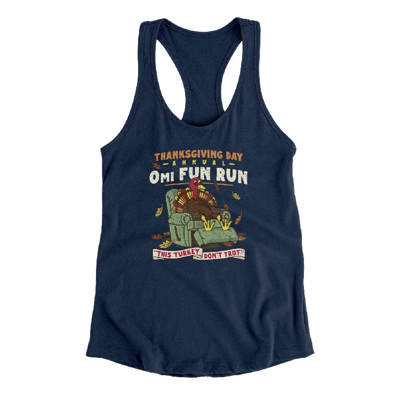 Thanksgiving Day Annual 0Mi Fun Run Funny Thanksgiving Women's Racerback Tank lemon yellow tank