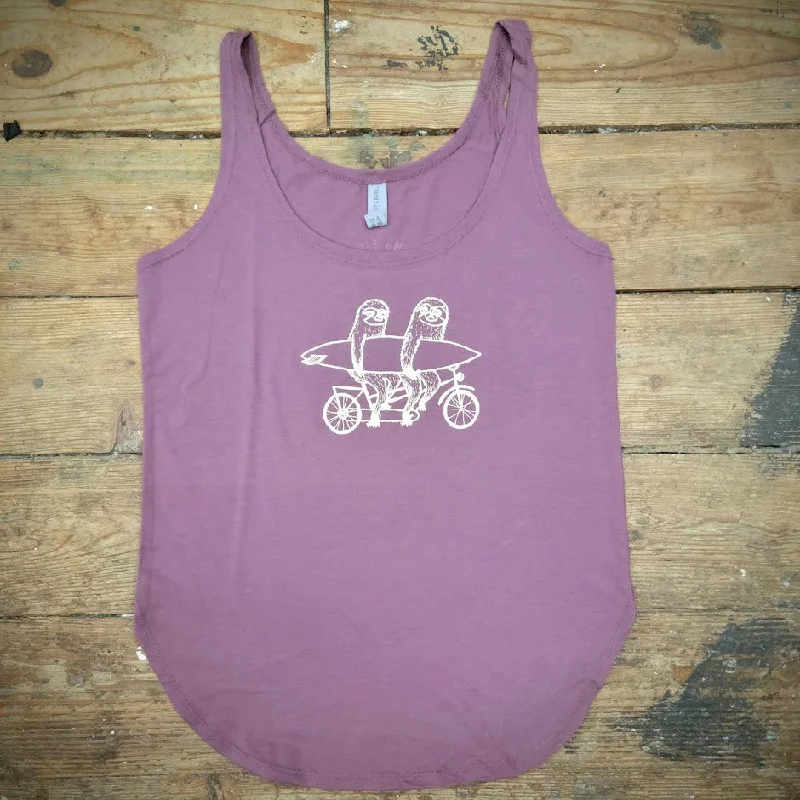 Ladies Sloth on Tandem Tank Top solid color tank