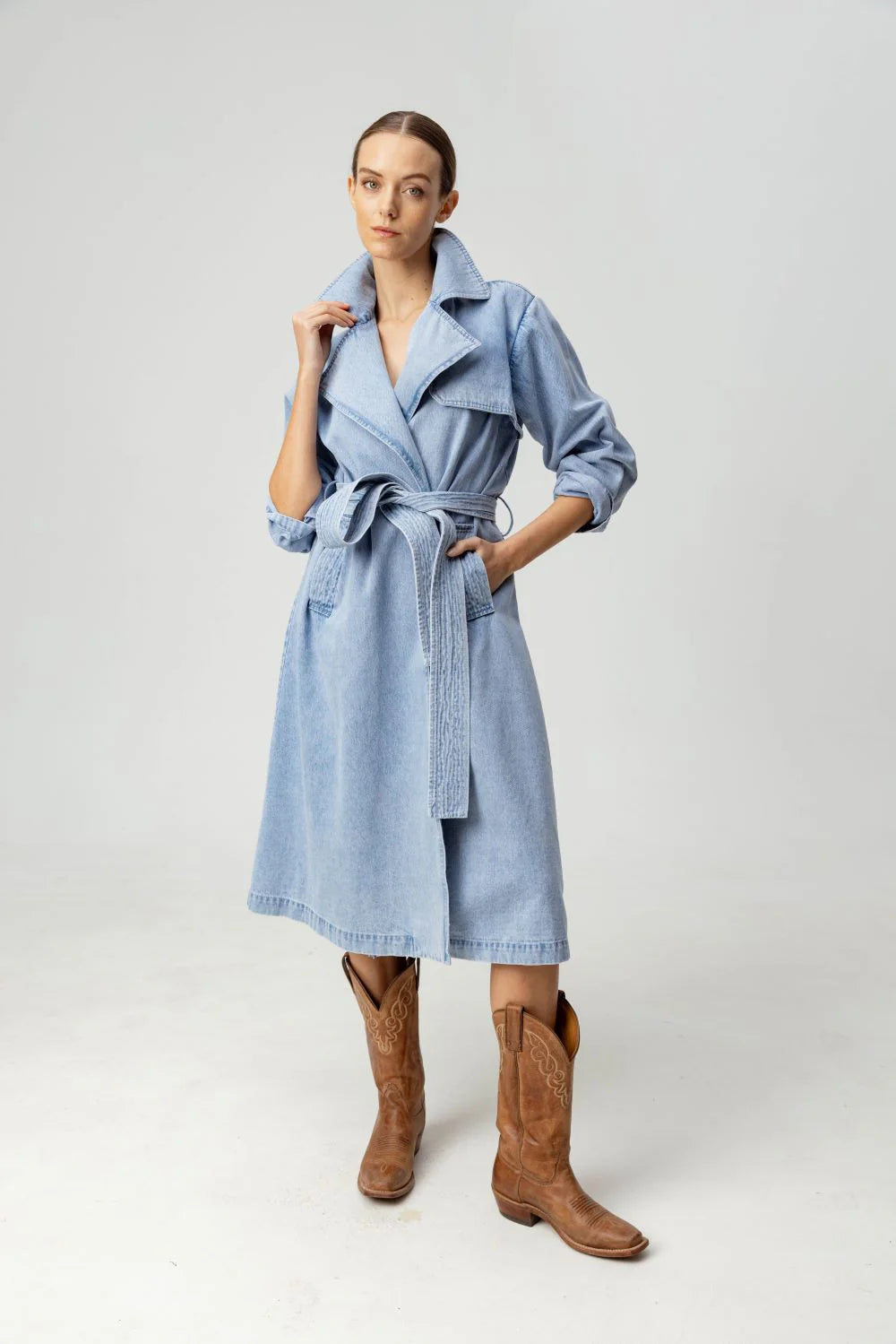 Maxine Coat Light Wash - Sundays Suede Faux Fur Shearling