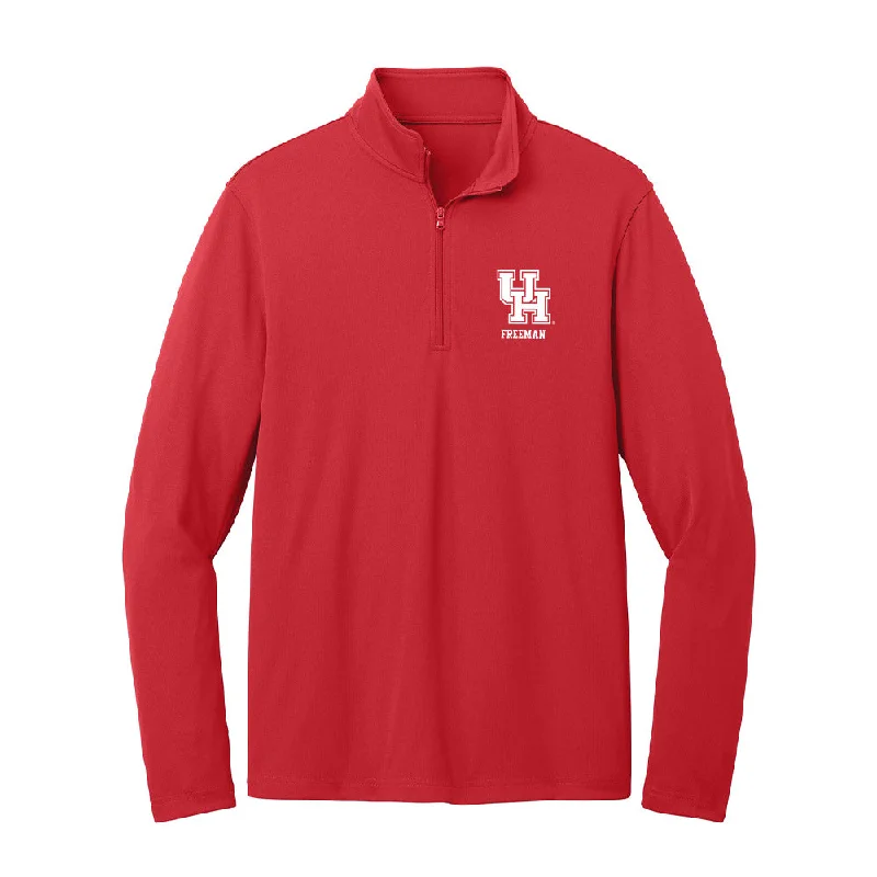 Houston - NCAA Women's Track & Field : Sydney Freeman - Lightweight Quarter Zip Jacket Wool Fabric Cashmere Fabric Tweed Fabric