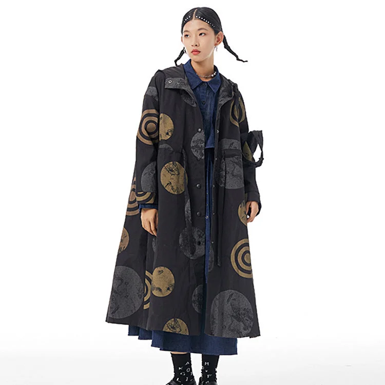 Vintage Design Plus Sizes Long Trench Coats for Women Sequined Lace Ribbed