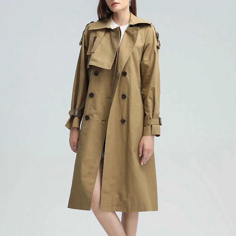 Fashion Laced Up Long Wind Coats for Women Collared Crew Neck Turtle Neck
