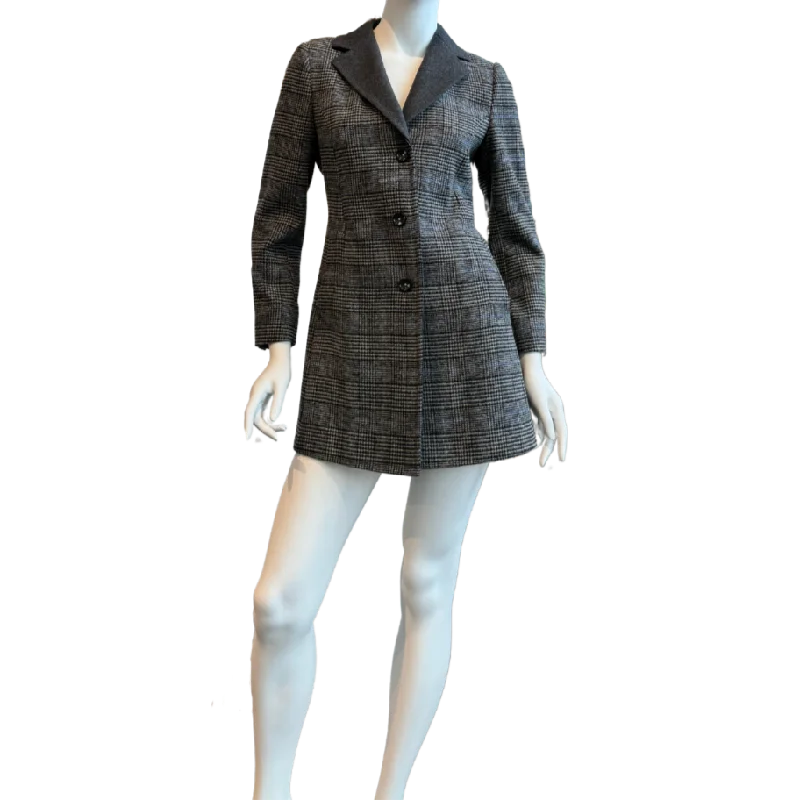 Grey Plaid Wool Coat Suede Jacket Faux Fur Jacket Puffer Jacket