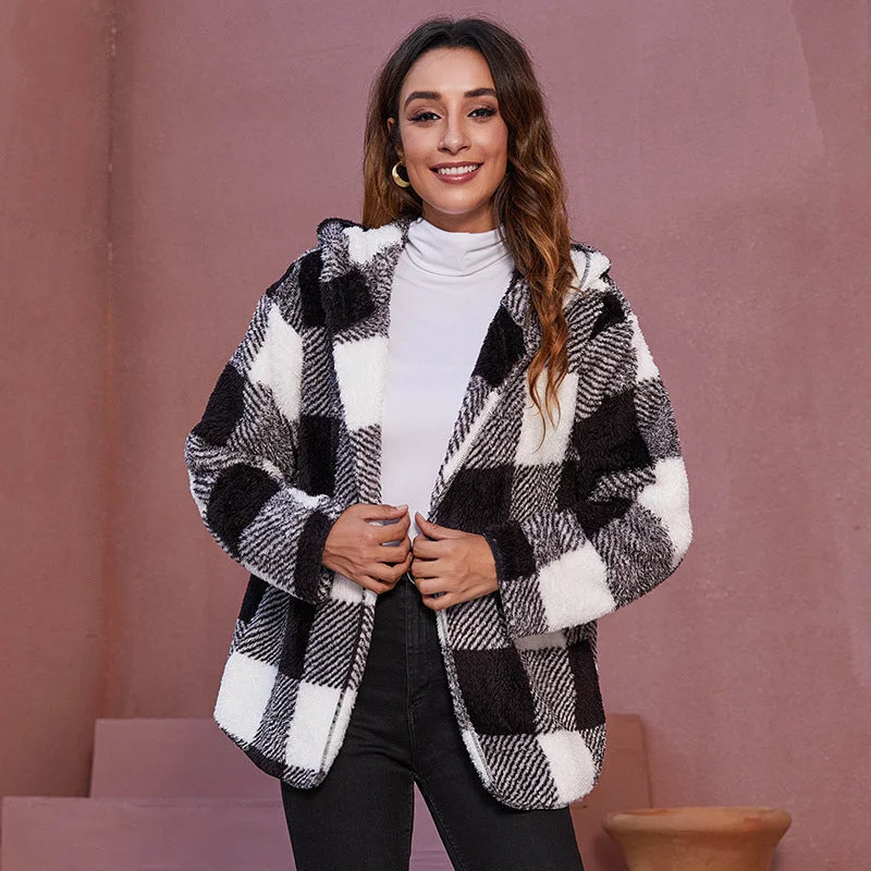 Casual Velvet Hoodies Coats for Women Cuffed Rolled Raglan