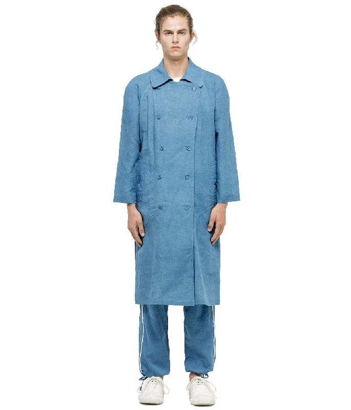 Indigo Neat Trench Coat Embroidered Appliqued Beaded