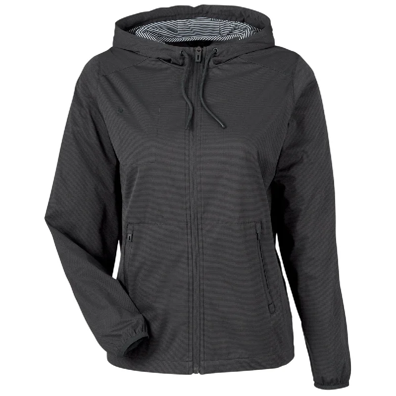 North End Women's Carbon Heather Network Lightweight Jacket Zip Front Button Front Snap Front