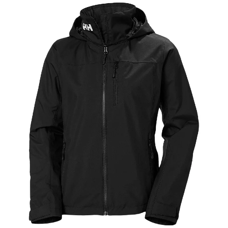 Helly Hansen Women's Black Crew Hooded Midlayer Jacket 2.0 Denim Jacket Leather Jacket Suede Jacket