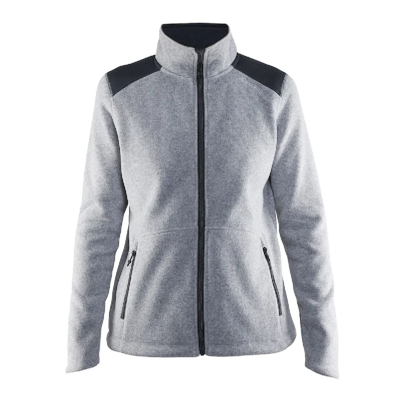Craft Sports Women's Grey Noble Zip Heavy Knit Fleece Jacket Elasticated Jacket Padded Jacket Insulated Jacket