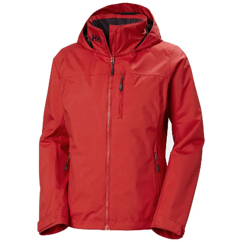 Helly Hansen Women's Red Crew Hooded Midlayer Jacket 2.0 Knit Jacket Woven Jacket Fleece Jacket