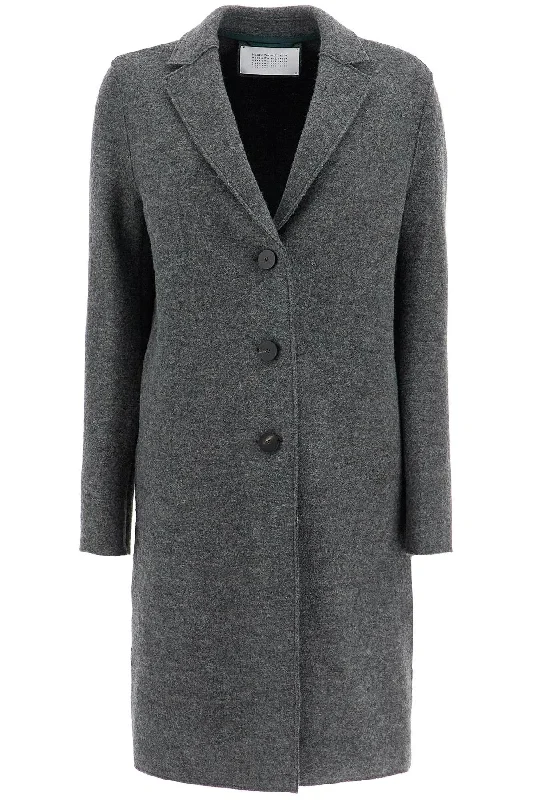 Single-breasted Wool Coat In Boiled Satin Silk Chiffon