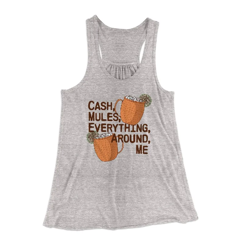 Cash Mules Everything Around Me Funny Women's Flowey Tank Top floral tank top