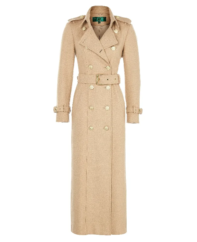Full Length Marlborough Trench Coat - Camel Suede Jacket Faux Fur Jacket Puffer Jacket