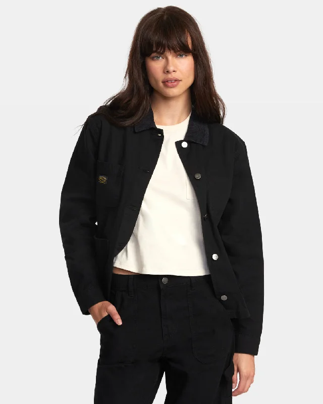 Recession Chore Coat - True Black Suede Faux Fur Shearling