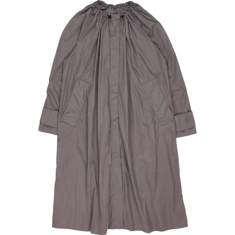 Studio Nicholson Grey Gathered Neck Volume Coat Lapel Coat Peter Pan Collar Coat Cowl Neck Coat