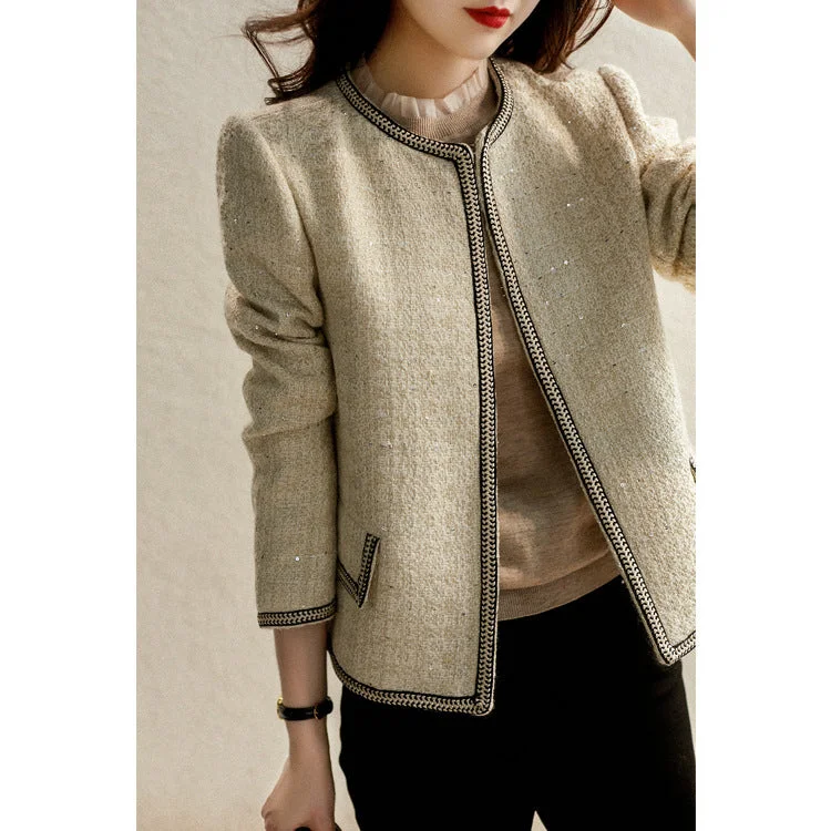Elegant Luxury Short Coats for Women Elasticated Drawstring Belted