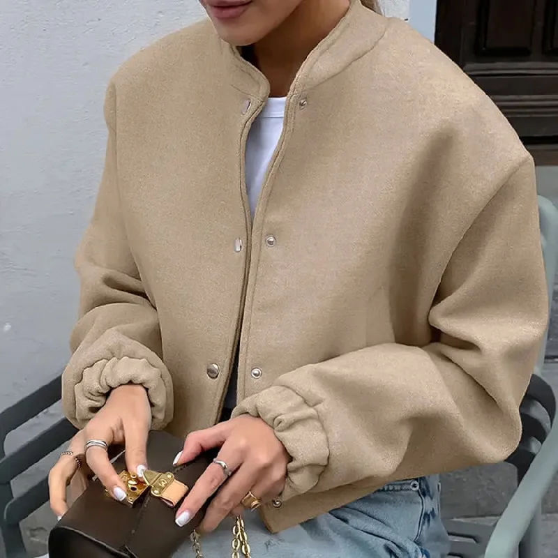 Loose Woolen Fashion Coat Blouse Shirt Tunic