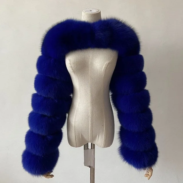 Women Artifical Fox Fur Women Cape Coats Fleece Down Feather