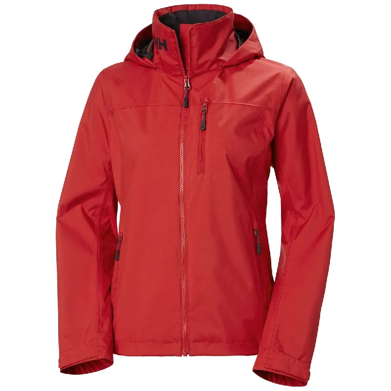 Helly Hansen Women's Red Crew Hooded Jacket 2.0 Ribbed Jacket Pleated Jacket Ruffled Jacket